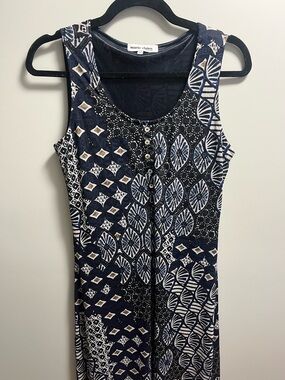 Marie Claire Navy Patterned Sleeveless Dress Tank